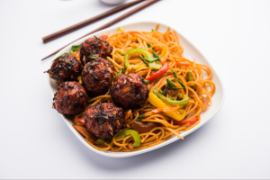 veg manchurian and noodles